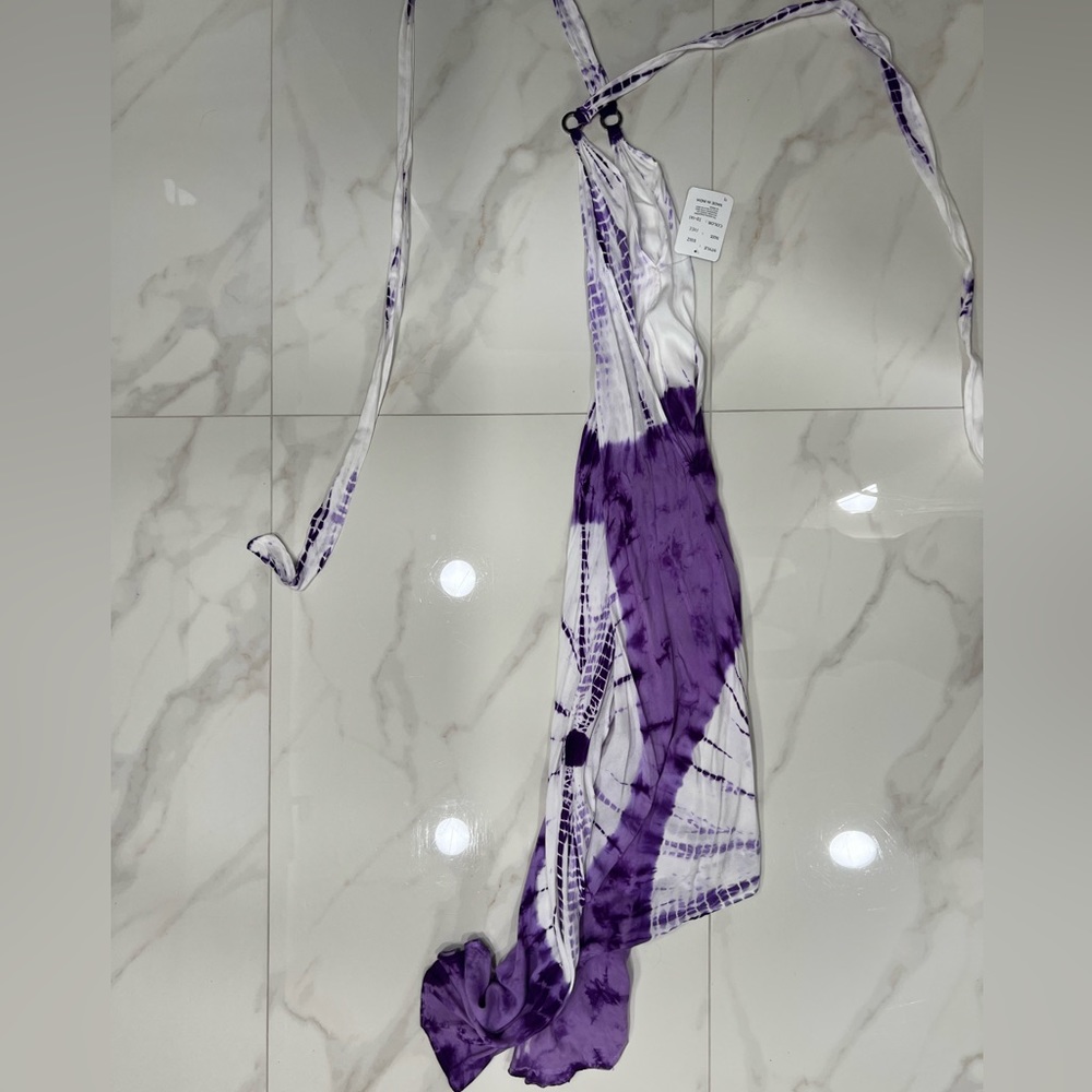 puprle and white tide die dress